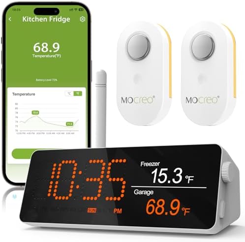 MOCREO WiFi Remote Thermometer Freezer Alarm, 1/3 Mile Long Range, IP66 by MOCREO