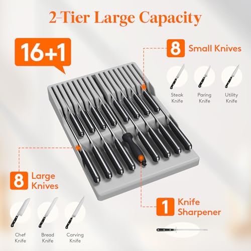 Lifewit Magnetic Drawer Knife Organizers Insert Pastic - Image 3
