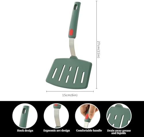 Silicone Wide Pancake Spatula, Slotted Turner - Image 2