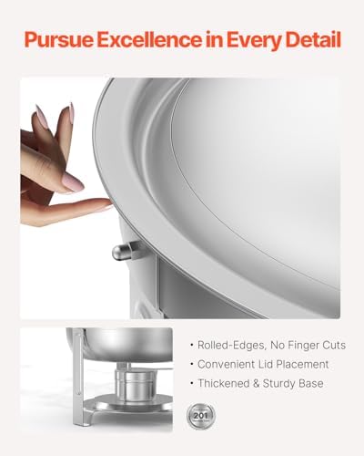 VEVOR Chafing Dish Buffet Set, 5 Qt 4 Pack, Stainless Steel Chafer - Image 4