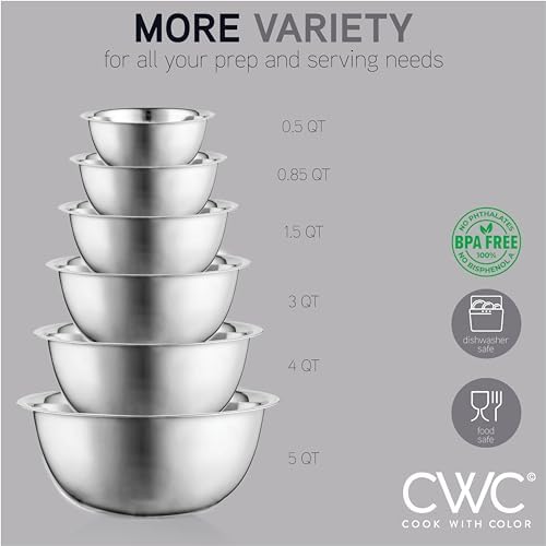 COOK WITH COLOR Stainless Steel Mixing Bowls Set - Image 5