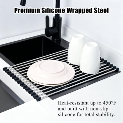 Roll Up Dish Drying Rack 17.5''x11.8'' Black - Image 2