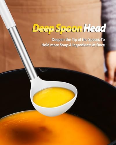 BUNDLEPRO Silicone Soup Ladle and Pasta Spoon Set, 2 Pack - Image 4