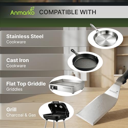 Anmarko Stainless Steel Metal Spatula, Hamburger Turner - Image 5