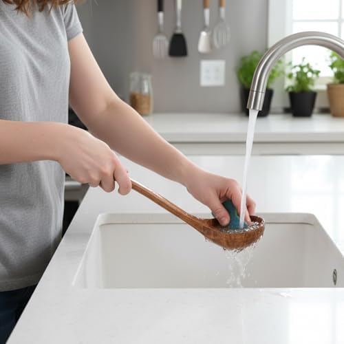 3 Size Wood Ladle Spoon with Back Hooks, Wooden Ladle - Image 7