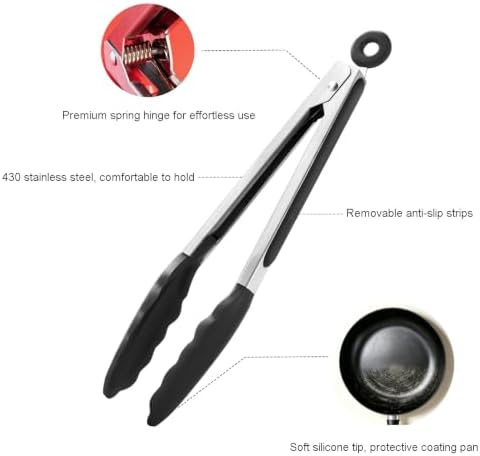 Silicone Kitchen Cooking Tong 12" Stainless Steel - Image 3