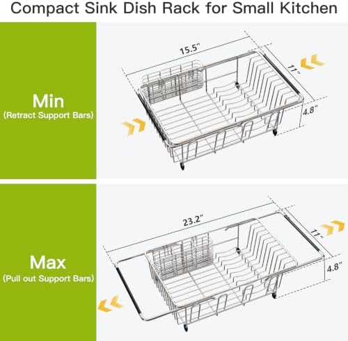JASIWAY Stainless Steel Dish Drying Rack in Sink - Image 5