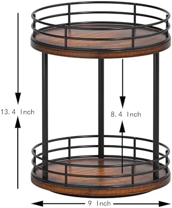 2-Tier Rotating Bathroom Countertop Organizer, Wooden Makeup Vanity Storage - Image 6