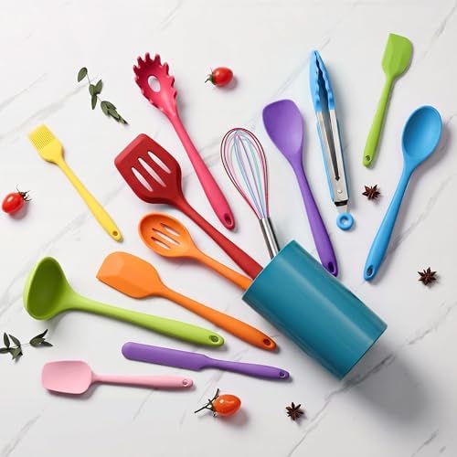 LIANYU 14 Pcs Silicone Kitchen Cooking Utensils Set - Image 7