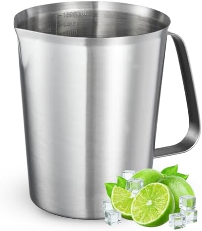 Stainless Steel Measuring Cup 50oz, Heavy Duty Liquid Measuring Pitcher by KIBTOPS