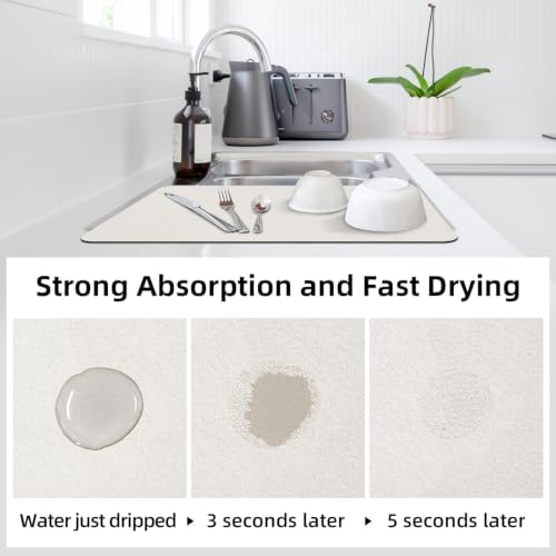 LOPNUR Large Dish Drying Mat for Kitchen Counter, Cream White - Image 2