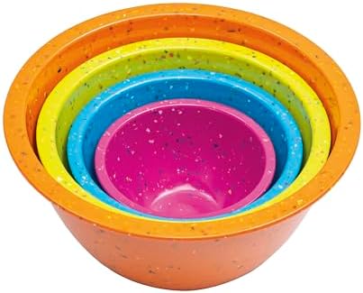 bzyoo Confetti Melamine 4 Piece Nesting Mixing Bowls Set, Colorful Vibrant by bzyoo