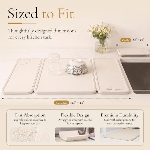 Large Stone Drying Mat for Kitchen Counter, Diatomaceous Earth Foldable Dish - Image 5