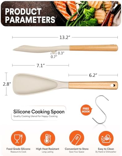 Badiano Silicone Cooking Spoon for Nonstick Cookware - Image 2