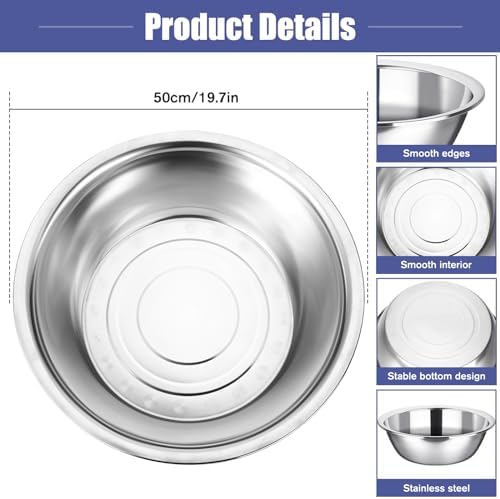 Nuogo 2 Pack Large Mixing Bowls 17 Quart Stainless Steel Flat Base - Image 4