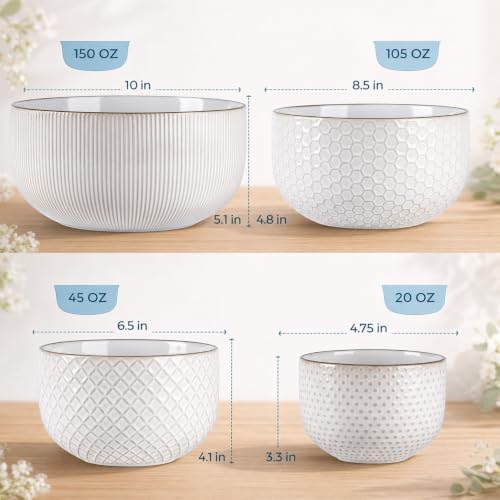 GBhome Ceramic Mixing Bowls Set of 4, Stoneware Nesting Serving Bowls - Image 3