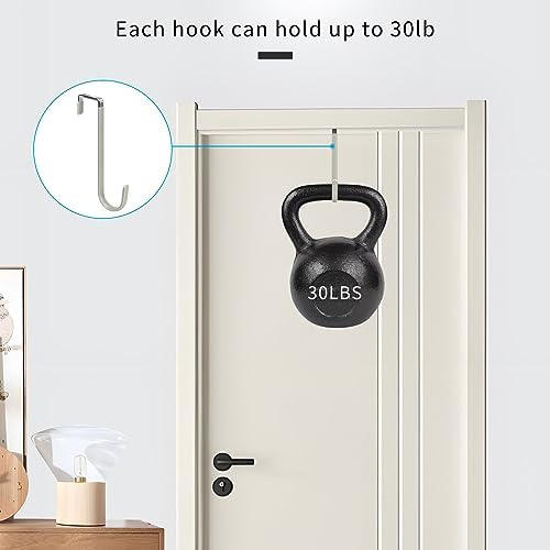 FYY Over the Door Hooks, Single-Hanger 4 Pack, Fits Doors 1.6" Grey - Image 4