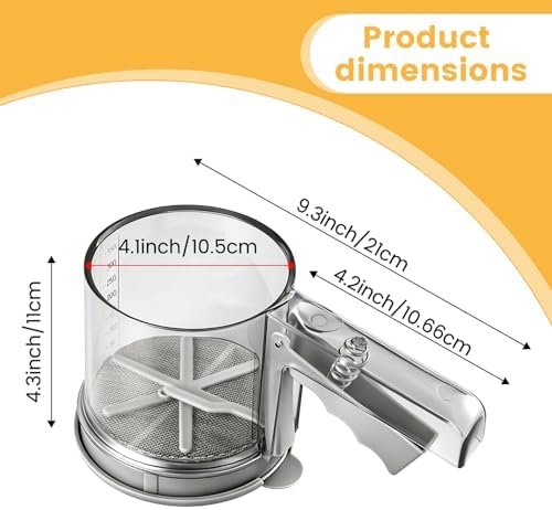 3 Cup Flour Sifter, Sifter for Baking Sifter Handheld Baking Sieve Food-Grade - Image 2
