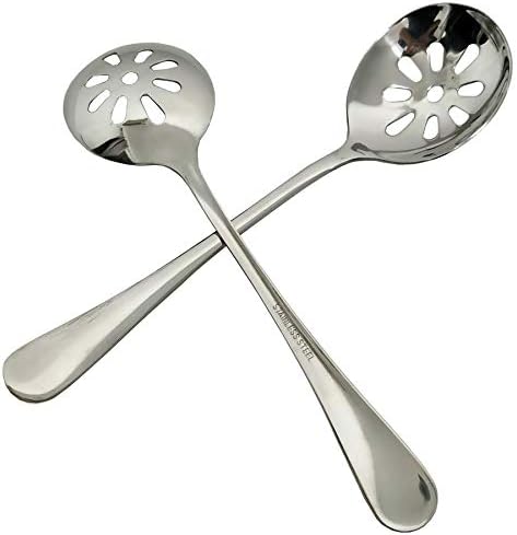 2-Pack 7.7-inch Stainless Steel Slotted Soup Serving Spoon Colander by Goeielewe