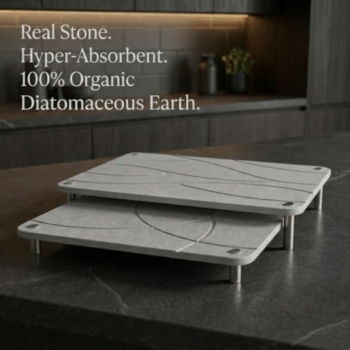 Nested Stone Drying Mat for Kitchen Counter | Large 16"x12" Dish Drying Mat - Image 3