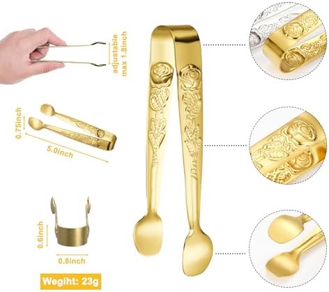 HINMAY 6PCS Mini Serving Tongs 5" Small Rose Appetizer Tongs - Image 2