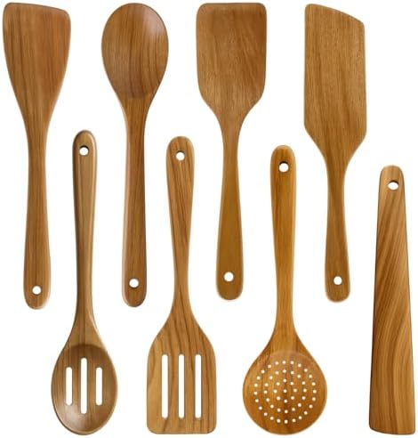 Acacia Wood Kitchen Utensil Set Wooden Spoons by Ayiaren