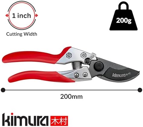 Kimura® 8" Pro Bypass Pruning Shears, Heavy Duty Japanese SK5 Steel Blades - Image 3