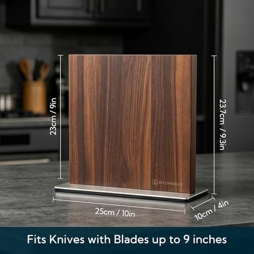 KITCHENDAO Black Walnut Magnetic Knife Block, Double-sided Magnetic Knife - Image 6