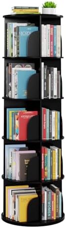 SpaceAid 5 Tier Rotating Bookshelf Tower, Spinning Bookcase Lazy Susan by SpaceAid