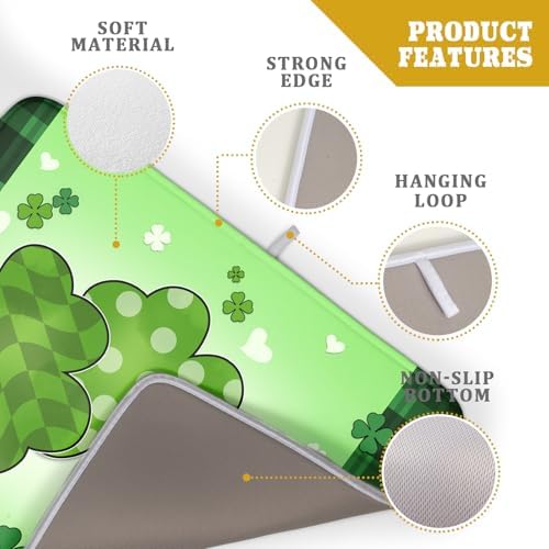 St Patricks Day Shamrocks Lucky Clovers Dish Drying Mat - Image 4