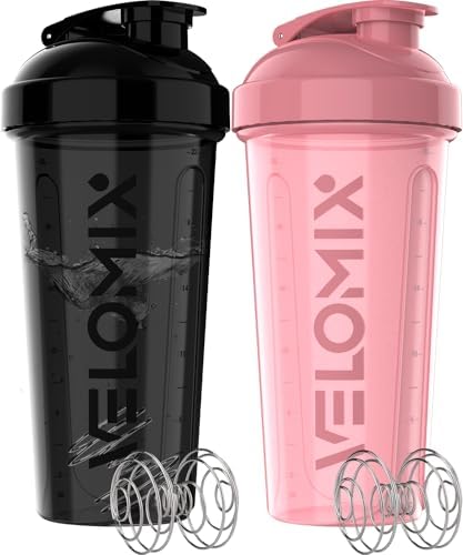VELOMIX 2 Pack 28oz Protein Shaker Bottle by VELOMIX