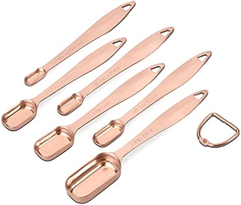 6-Piece 18/8 Stainless Steel Measuring Spoons Set, Rose Gold - Image 2
