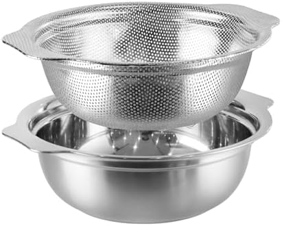 Extra Large 5.5QT Stainless Steel Colander, Large Capacity Rice Colander by POPGRADE