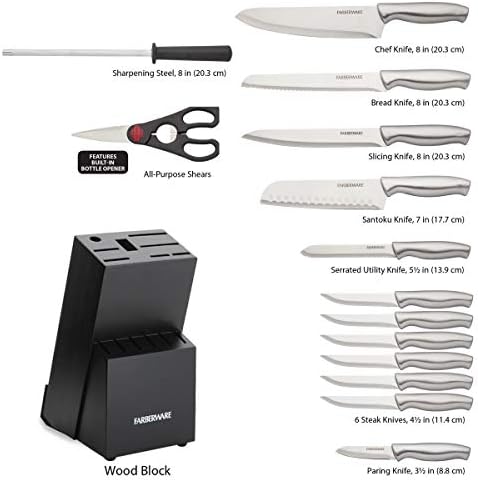Farberware 15-Piece Kitchen Knife Block Set, Stainless Steel - Image 6