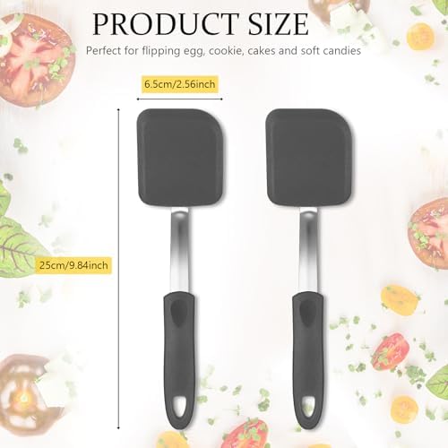 2Pcs Mini Silicone Cookie Brownie Spatula, Solid Flat - Image 2