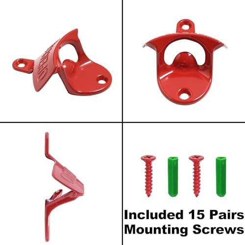 15 PCS Red Wall Mounted Beer Bottle Opener Rustproof, Bulk Soda Cap Opener - Image 4