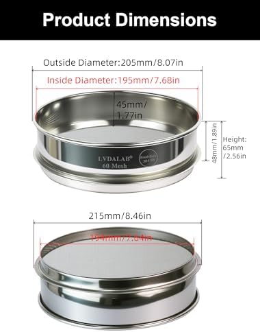 8" Full 304 Stainless Steel Lab Sieve, 60 Mesh - Image 5