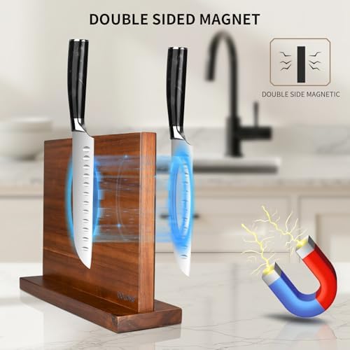 Magnetic Knife Block, Acacia Wood Kitchen Knife Holder - Image 4