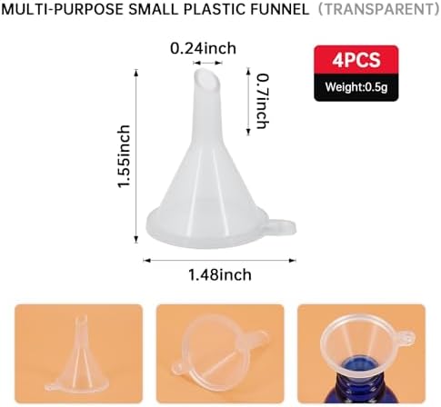 Mini Funnel 4-Pack for Lab Bottles, Sand Art, Essential Oil, Recreational - Image 2