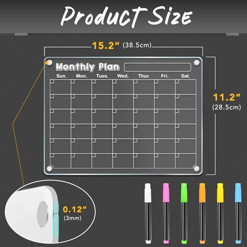 DIYMAG Magnetic Calendar for Refrigerator 3PCS Fridge Magnet Clear Acrylic - Image 2