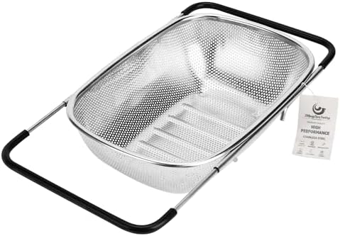 ZDRongZhen Kitchen Accessories Over the Sink Colander Strainer Basket，Stainless by ZDRongZhenTrading