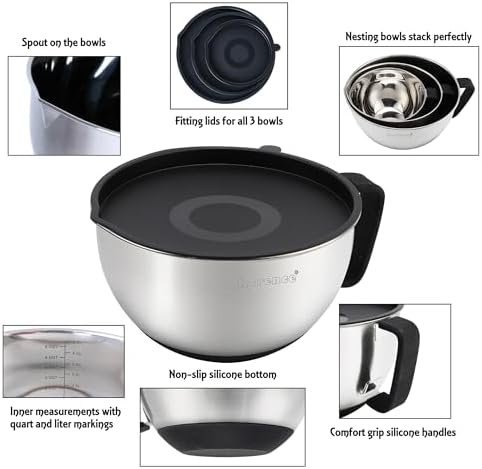 Rorence Stainless Steel Mixing Bowls: Metal Mixing Bowl Set - Image 2