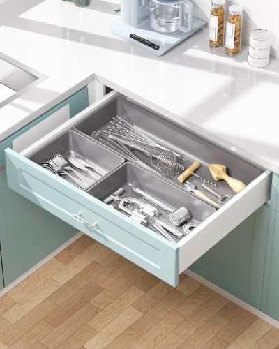 10 Pack Large Size Plastic Drawer Organizers Set, 3 Sizes Desk Drawer Organizer - Image 6