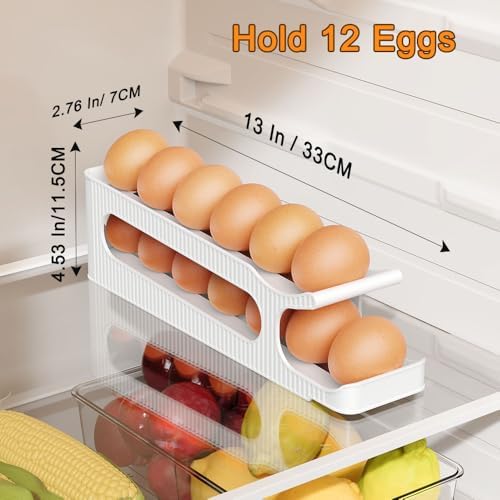 Sotfamily Egg Holder for Fridge, 2 Tiers, Egg Roller for Eggs 12 Count - Image 4
