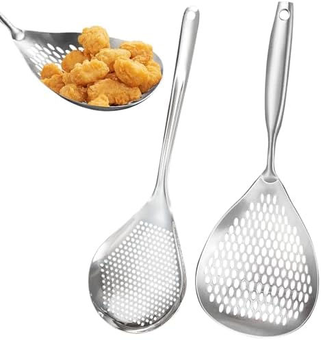 KAYCROWN Skimmer Slotted Spoon, 2 Pack Stainless Steel Pasta Spider Strainer by KAYCROWN