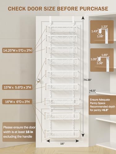 Delamu Adjustable Over the Door Pantry Organizer, 9-Tier Metal Pantry - Image 2