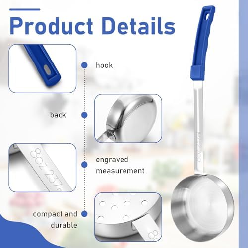 Teenyyou 8 Pcs Portion Control Serving Spoons Scoops, Dark Blue, 8 oz - Image 3