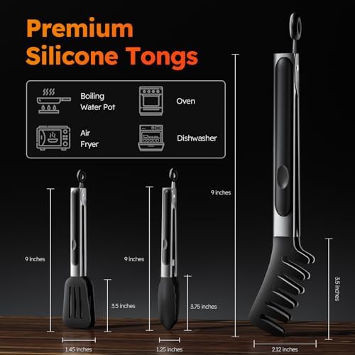 HST Tongs for Cooking with Silicone Tips 3 Pack, Kitchen Tongs - Image 2