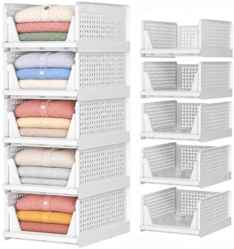 Upgraded Closet Organizers and Storage, Stackable Closet Organizer Basket by SNSLXH