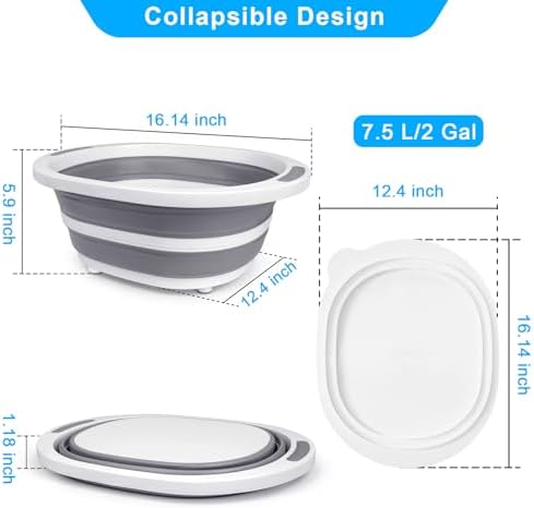 Collapsible Wash Basin, 7.5L Dish Tub Sink Basin Folding Dish Pans - Image 3